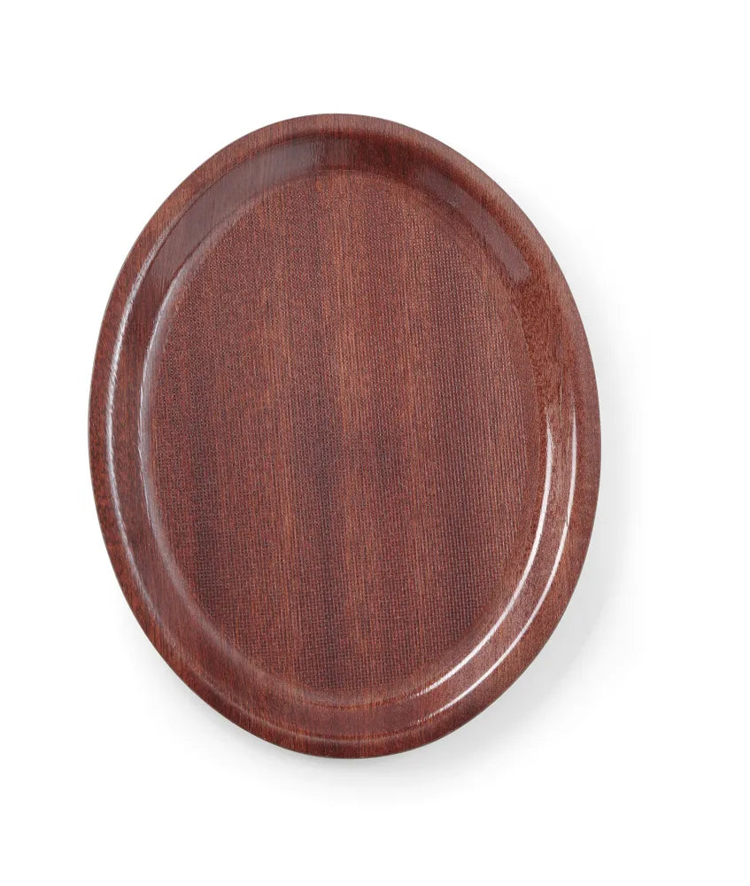 Serviertablett in Holzoptik, oval, AmerBox, Mahagoni, 200x265mm