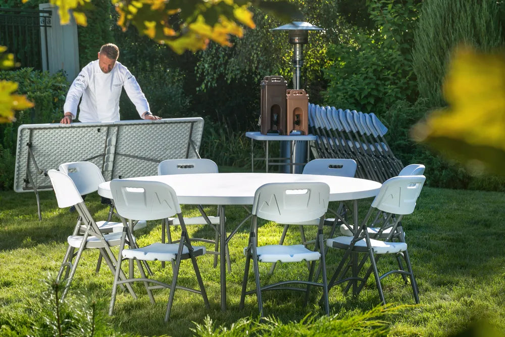 Buffettisch, rund, AmerBox, Weiß, ⌀1500x(H)740mm, Rund