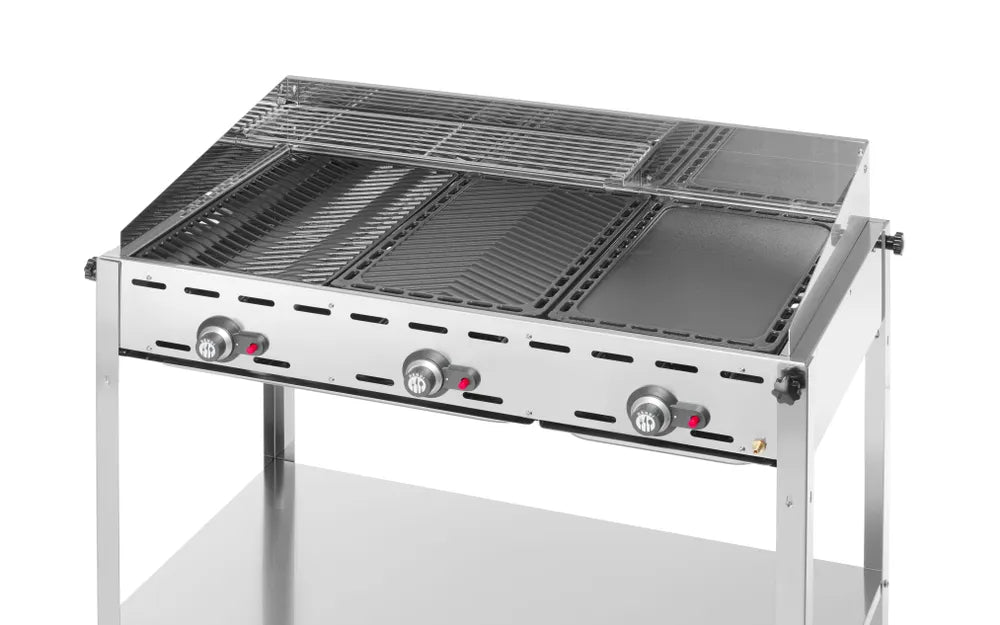 Grillsystem Green Fire mit 3 Brennern, HENDI, Profi Line, 17,4kW, 1078x612x(H)825mm