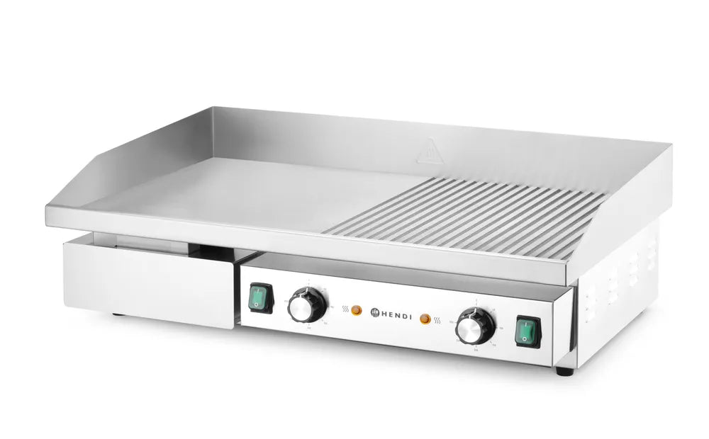 Grill, halb glatt, halb gerippt, HENDI, Budget Line, 400V/4400W, 720x460x(H)241mm