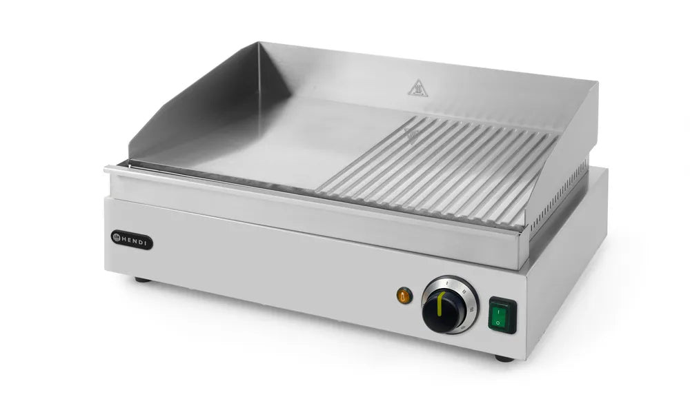 Grillplatte, HENDI, Profi Line, 1/2 glatt, 1/2 gerillt, 230V/2400W, 527x404x(H)233mm