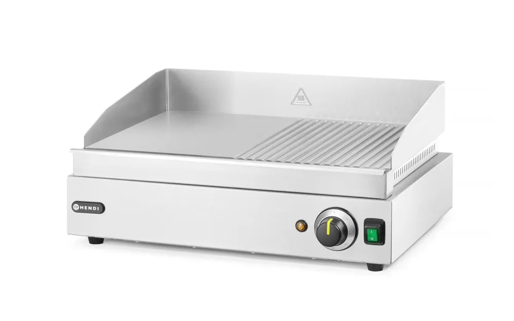 Grillplatte, HENDI, Profi Line, 1/2 glatt, 1/2 gerillt, 230V/2400W, 527x404x(H)233mm
