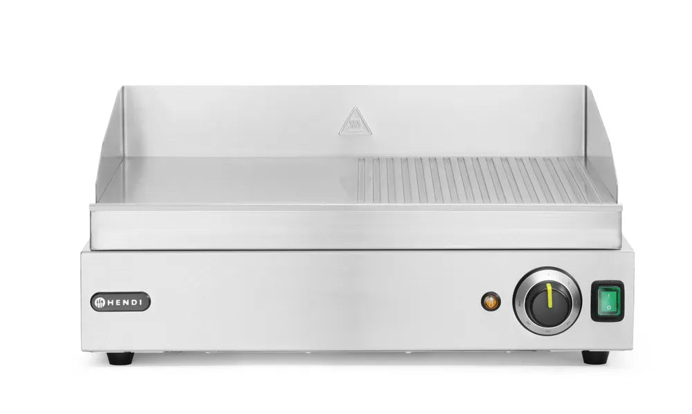 Grillplatte, HENDI, Profi Line, 1/2 glatt, 1/2 gerillt, 230V/2400W, 527x404x(H)233mm