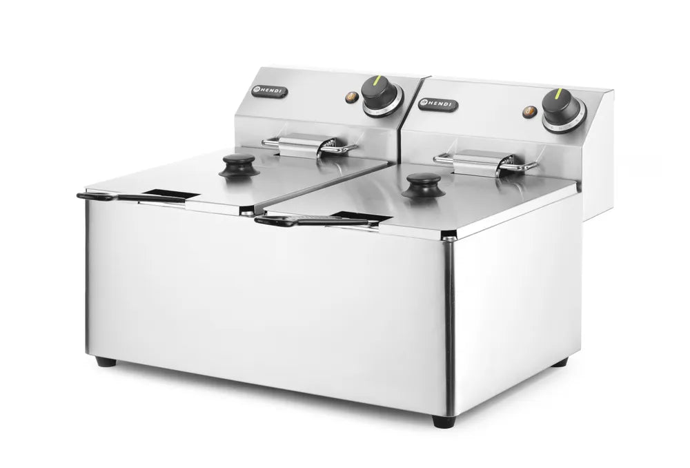 Fritteuse Kitchen Line - 2x8L, HENDI, Kitchen Line, 16L, 230V/7000W, 542x430x(H)351mm
