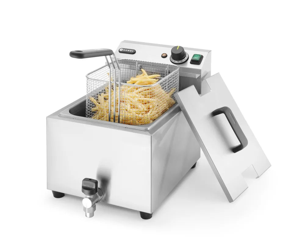 Fritteuse Profi Line mit Ablasshahn, 8 l, HENDI, Profi Line, 8L, Hellgrau, 230V/3500W, 305x515x(H)354mm