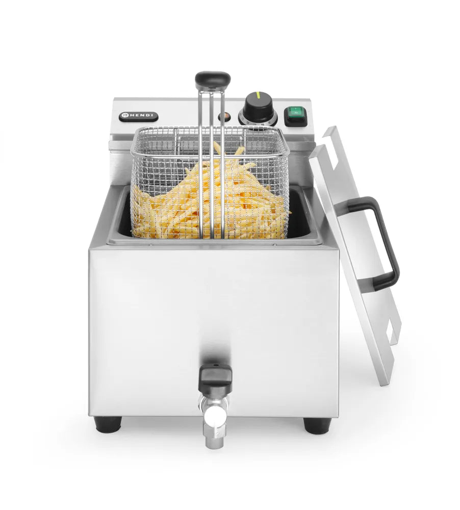Fritteuse Profi Line mit Ablasshahn, 8 l, HENDI, Profi Line, 8L, Hellgrau, 230V/3500W, 305x515x(H)354mm