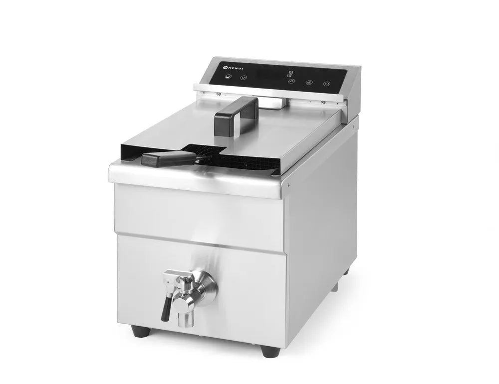 Induktionsfritteuse mit Ablasshahn - 8 l, HENDI, 8L, Hellgrau, 230V/3500W, 288x619x(H)408mm