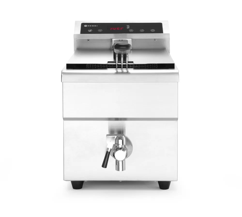 Induktionsfritteuse mit Ablasshahn - 8 l, HENDI, 8L, Hellgrau, 230V/3500W, 288x619x(H)408mm