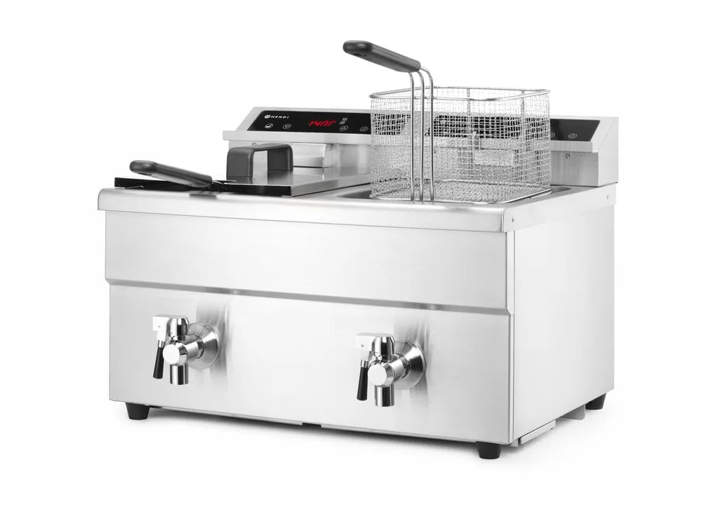 Induktionsfritteuse - mit Ablasshahn 2x8 l, HENDI, Profi Line, 16L, 230V/7000W, 577x609x(H)410mm