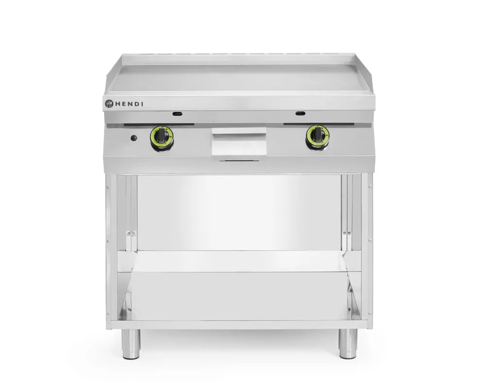 Gasgrillplatte, glatt, mit auf 3 Seiten geschlossenem Unterschrank, HENDI, Kitchen Line, 10kW, 800x700x(H)900mm