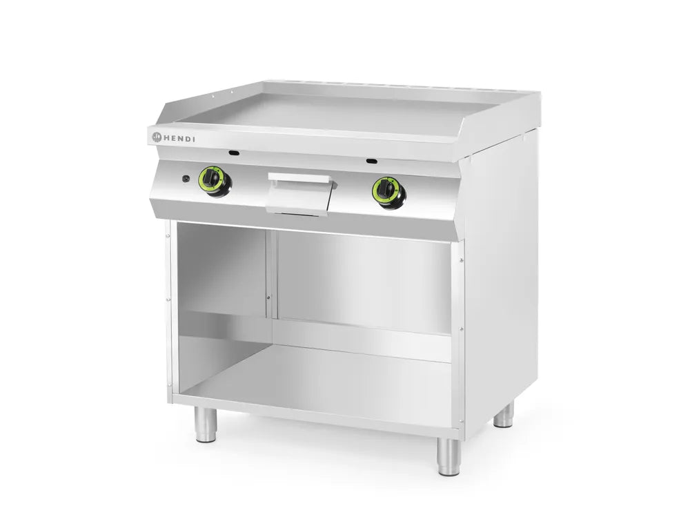 Gasgrillplatte, glatt, mit auf 3 Seiten geschlossenem Unterschrank, HENDI, Kitchen Line, 10kW, 800x700x(H)900mm