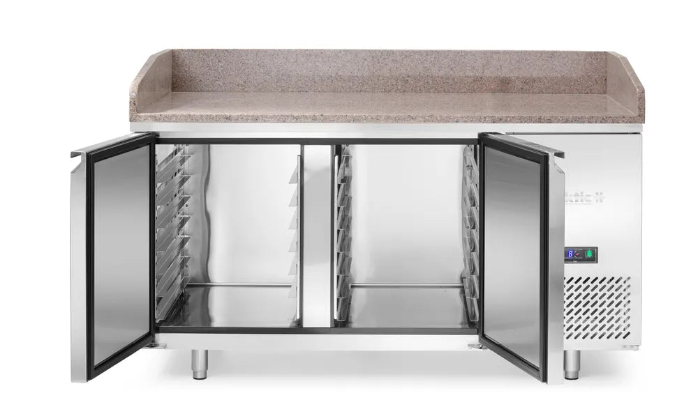 Pizzakühltisch mit Granitarbeitsplatte, 2-türig, Arktic, 250L, Granit, 230V/250W, 1510x800x(H)875mm