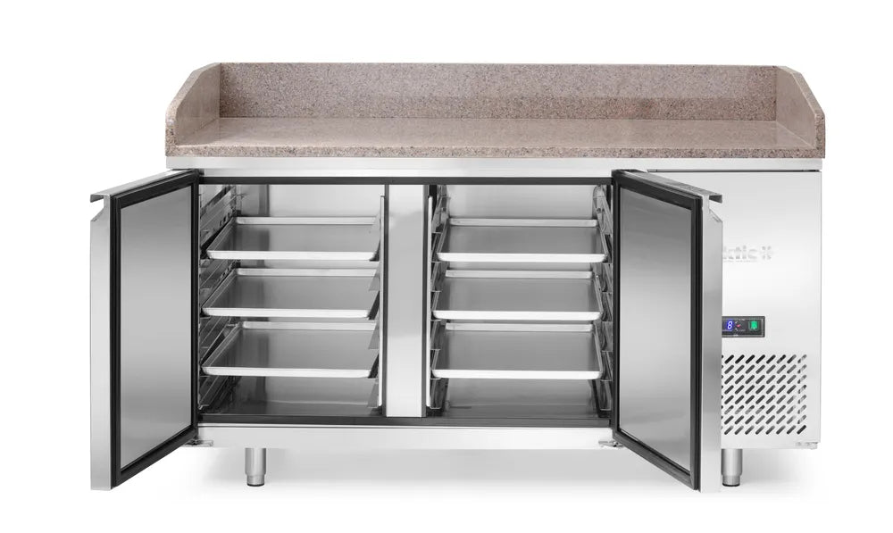 Pizzakühltisch mit Granitarbeitsplatte, 2-türig, Arktic, 250L, Granit, 230V/250W, 1510x800x(H)875mm