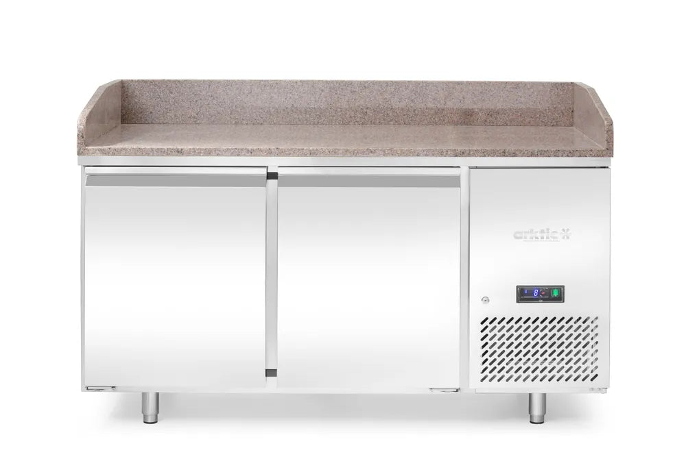 Pizzakühltisch mit Granitarbeitsplatte, 2-türig, Arktic, 250L, Granit, 230V/250W, 1510x800x(H)875mm