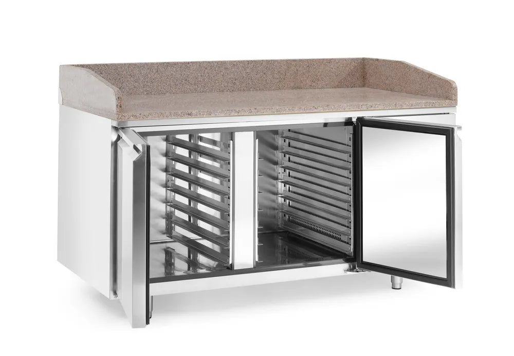 Pizzakühltisch mit Granitarbeitsplatte, 2-türig, Arktic, 250L, Granit, 230V/250W, 1510x800x(H)875mm