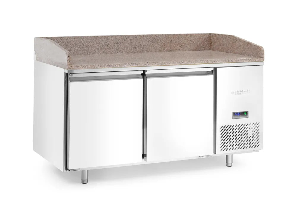 Pizzakühltisch mit Granitarbeitsplatte, 2-türig, Arktic, 250L, Granit, 230V/250W, 1510x800x(H)875mm