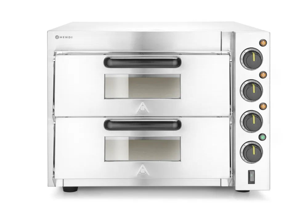 Doppeldeck-Pizzaofen 3000W, HENDI, Silber, 230V/3000W, 580x560x(H)435mm
