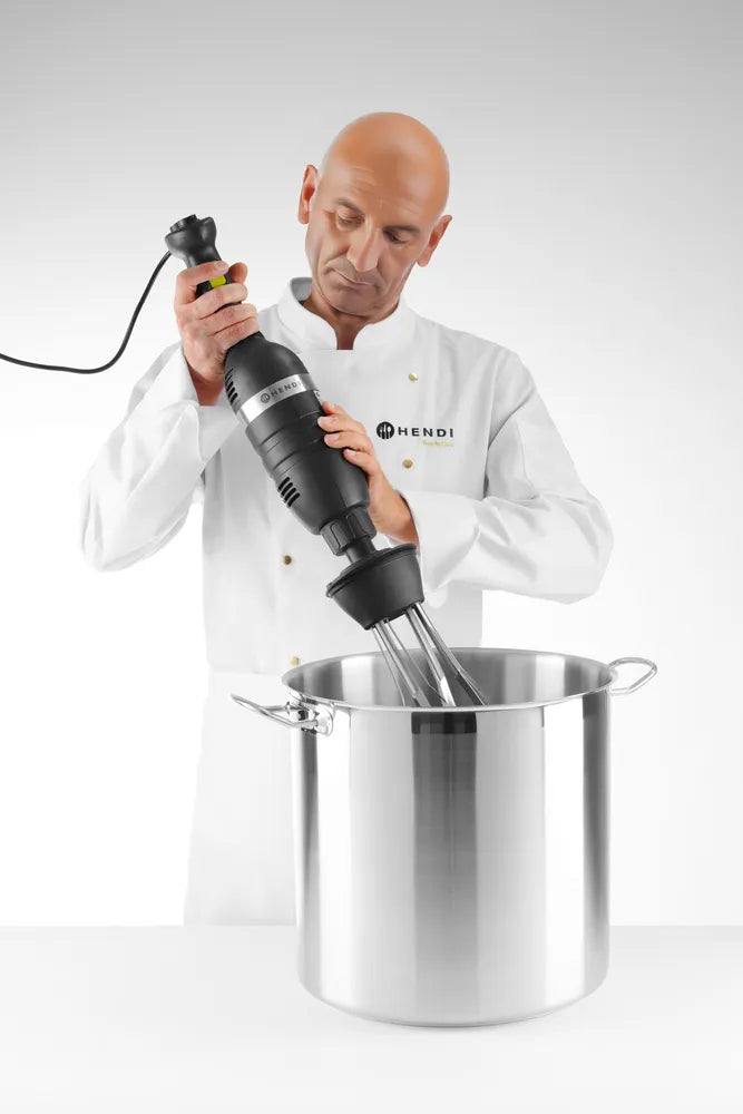 Set: Stabmixer 350 mit variabler Geschwindigkeit + Schneebesen + Halterung zur Wandmontage, HENDI, Kitchen Line, Schwarz, 230V/350W, 110x324x(H)816mm