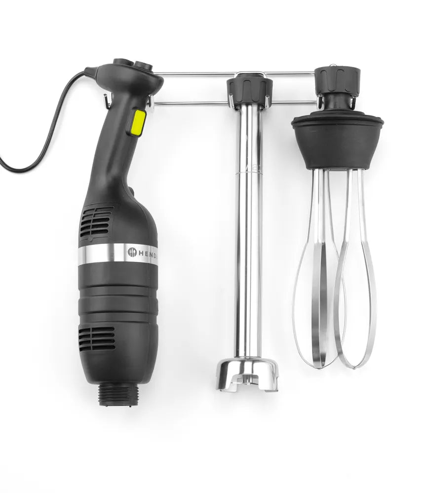 Set: Stabmixer 350 mit variabler Geschwindigkeit + Schneebesen + Halterung zur Wandmontage, HENDI, Kitchen Line, Schwarz, 230V/350W, 110x324x(H)816mm
