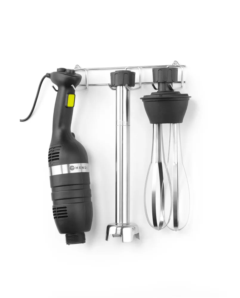 Set: Stabmixer 350 mit variabler Geschwindigkeit + Schneebesen + Halterung zur Wandmontage, HENDI, Kitchen Line, Schwarz, 230V/350W, 110x324x(H)816mm
