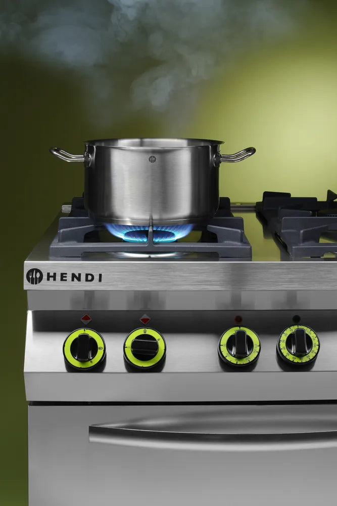Gasherd 4-flammig mit Ofen GN 1/1, HENDI, Kitchen Line, 230V/3000W, 19kW, 800x722x(H)900mm