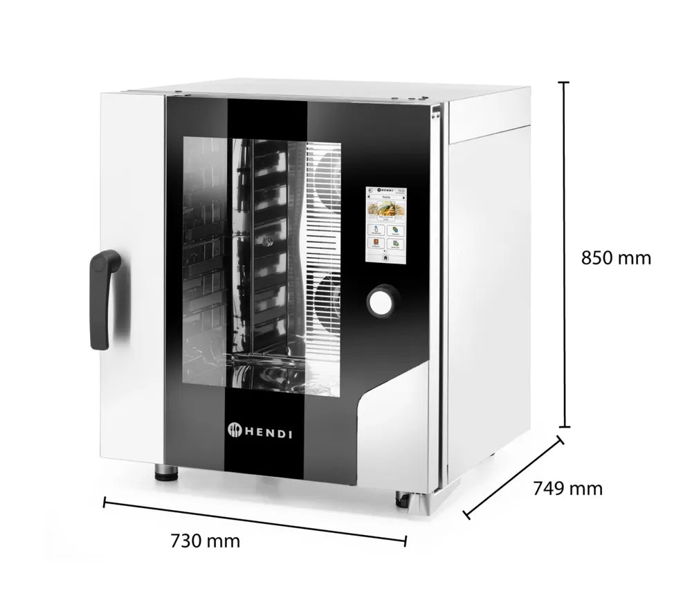 Konvektionsdampfgarer – Touch 7 x GN 1/1, elektrisch, mit direktem Dampf und Touchscreen-Steuerung, HENDI, 730x784x(H)850mm