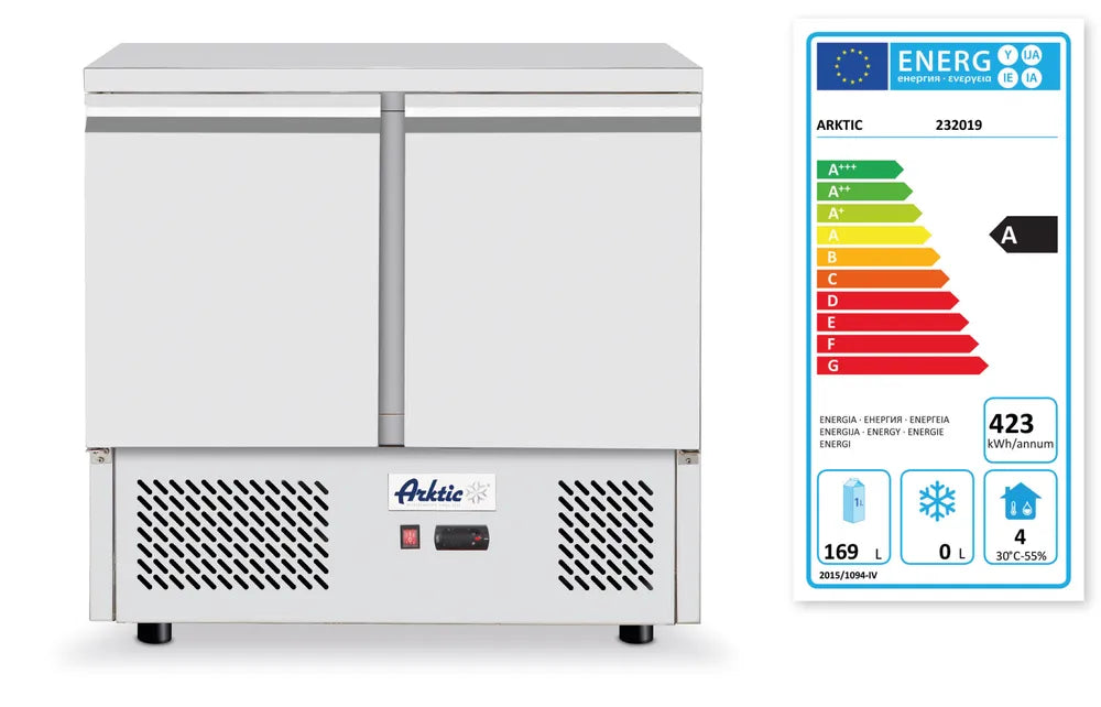 Kühltisch, zweitürig Kitchen Line 300L, Arktic, 230V/220W, 900x700x(H)890mm