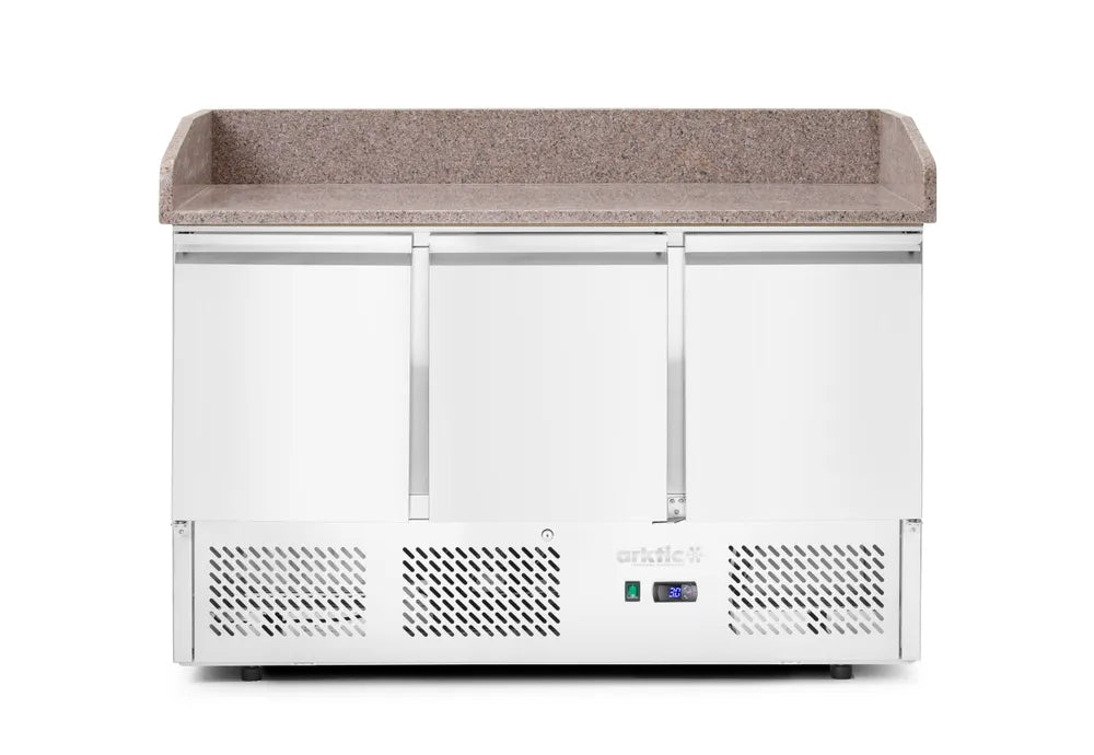 Pizzatisch, dreitürig mit Aufsatzkühlvitrine 380+40L, Arktic, 254L, 230V/400W, 1400x700x(H)1491mm