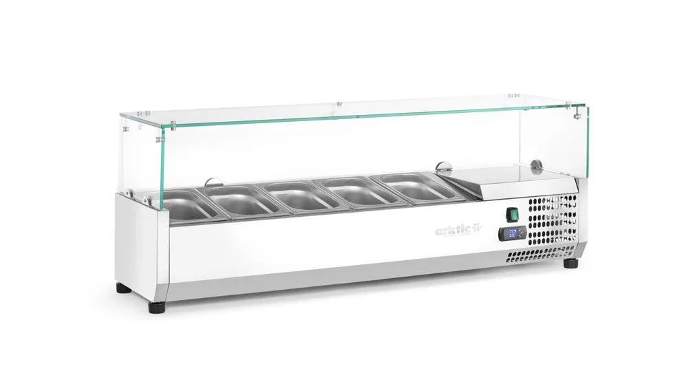 Aufsatz-Kühlvitrine Gastronorm 1/4, Arktic, 5x GN 1/4, 230V/180W, 1205x335x(H)460mm