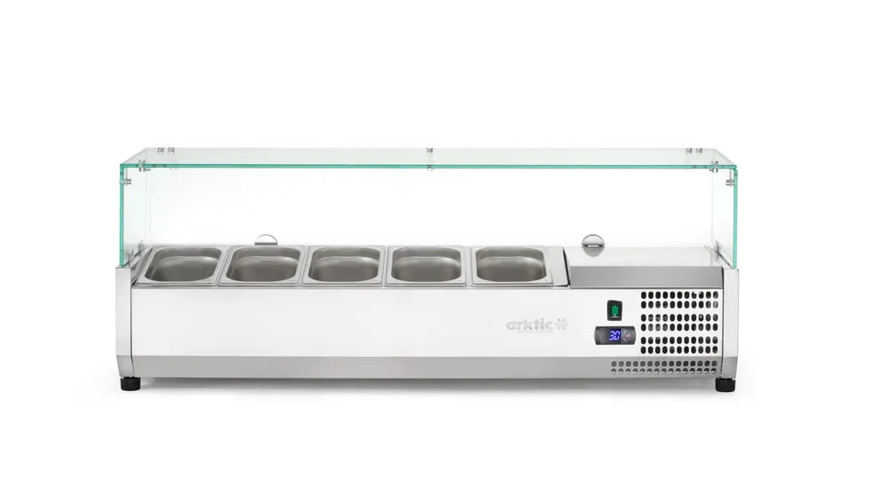 Aufsatz-Kühlvitrine Gastronorm 1/4, Arktic, 5x GN 1/4, 230V/180W, 1205x335x(H)460mm