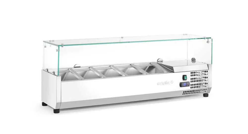 Aufsatz-Kühlvitrine Gastronorm 1/4, Arktic, 7x GN 1/4, 230V/180W, 1505x335x(H)460mm