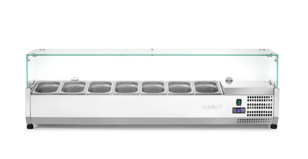 Aufsatz-Kühlvitrine Gastronorm 1/4, Arktic, 8x GN 1/4, 230V/180W, 1805x335x(H)460mm