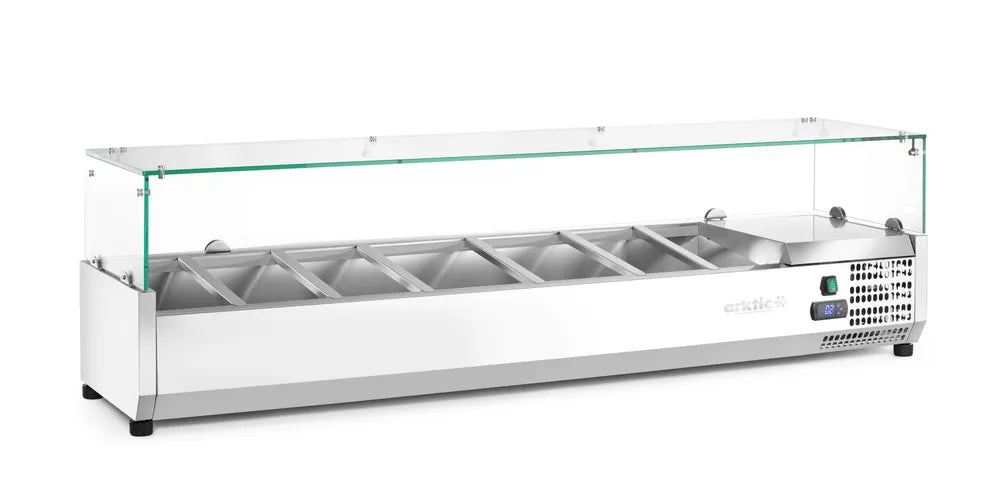 Aufsatz-Kühlvitrine Gastronorm 1/4, Arktic, 7x GN 1/4, 230V/180W, 1505x335x(H)460mm