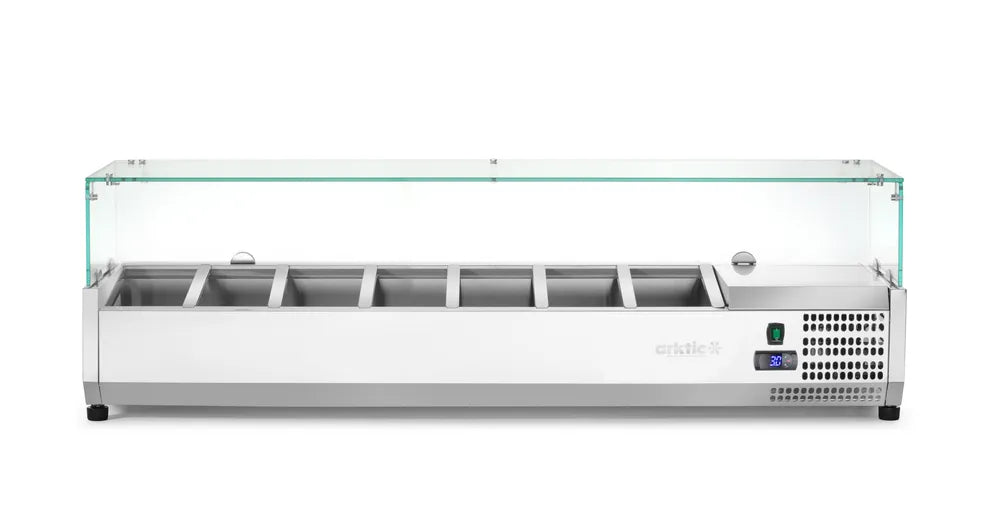 Aufsatz-Kühlvitrine Gastronorm 1/4, Arktic, 7x GN 1/4, 230V/180W, 1505x335x(H)460mm