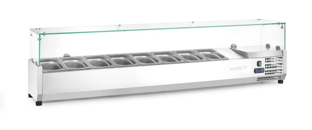Aufsatz-Kühlvitrine Gastronorm 1/4, Arktic, 8x GN 1/4, 230V/180W, 1805x335x(H)460mm