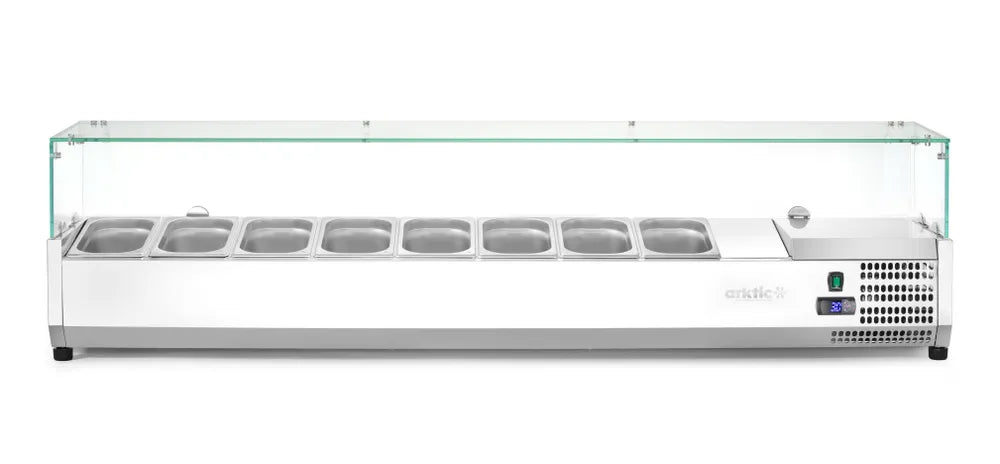 Aufsatz-Kühlvitrine Gastronorm 1/4, Arktic, 8x GN 1/4, 230V/180W, 1805x335x(H)460mm