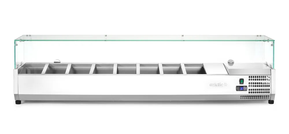 Aufsatz-Kühlvitrine Gastronorm 1/4, Arktic, 8x GN 1/4, 230V/180W, 1805x335x(H)460mm