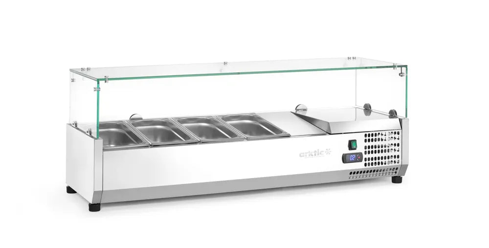 Aufsatz-Kühlvitrine Gastronorm 1/3, Arktic, 4x GN 1/3, 230V/180W, 1208x400x(H)456mm