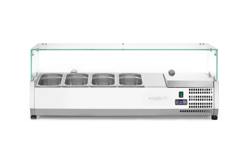 Aufsatz-Kühlvitrine Gastronorm 1/3, Arktic, 4x GN 1/3, 230V/180W, 1208x400x(H)456mm