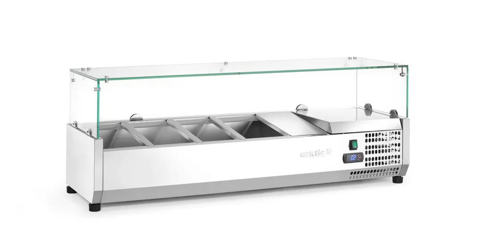 Aufsatz-Kühlvitrine Gastronorm 1/3, Arktic, 4x GN 1/3, 230V/180W, 1208x400x(H)456mm