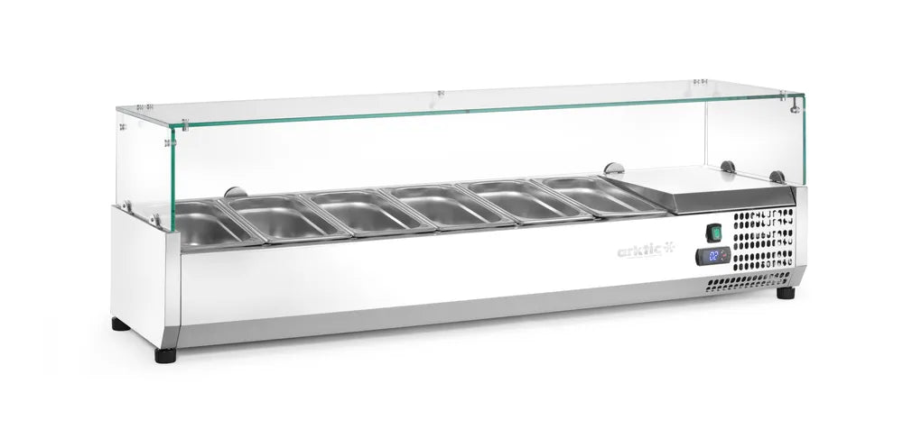 Aufsatz-Kühlvitrine Gastronorm 1/3, Arktic, 6x GN 1/3, 230V/180W, 1405x420x(H)456mm