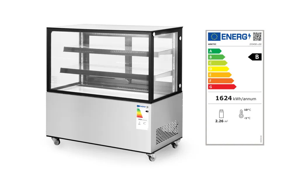 Kühlvitrine mit 2 Regalen, Arktic, 410L, 230V/490W, 1224x677x(H)1230mm