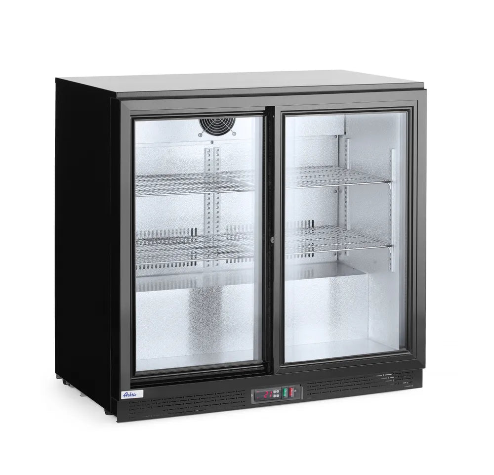 Kühlschrank hinten mit doppelten Schiebetüren, Arktic, 158L, Schwarz, 220-240V/160W, 900x520x(H)865mm