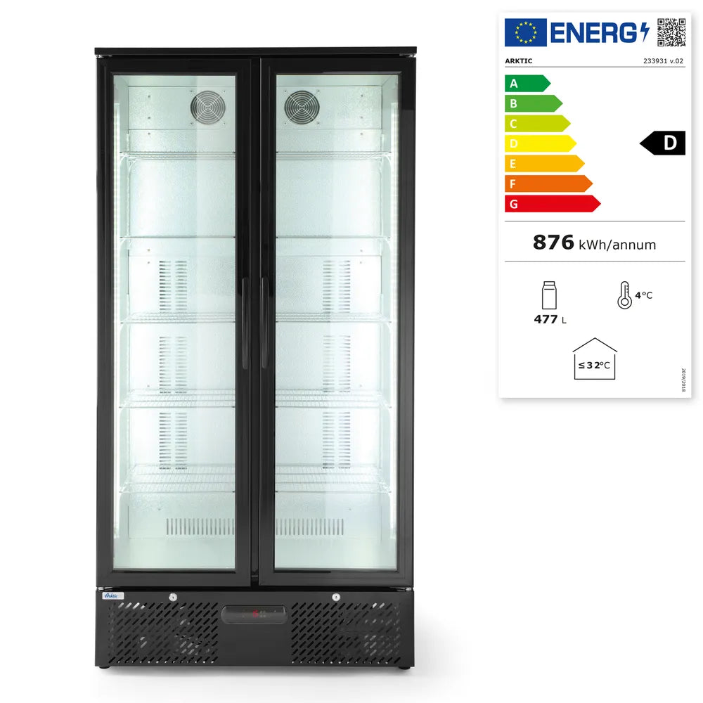 Kühlschrank mit doppelter Tür auf der Rückseite, Arktic, 384L, Schwarz, 220-240V/365W, 900x530x(H)1820mm