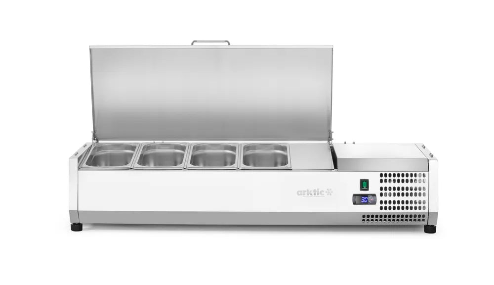 Aufsatz-Kühlvitrine Gastronorm 1/3, Arktic, 4x GN 1/3, 230V/180W, 1205x420x(H)630mm