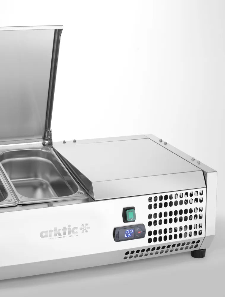 Aufsatz-Kühlvitrine Gastronorm 1/3, Arktic, 4x GN 1/3, 230V/180W, 1205x420x(H)630mm