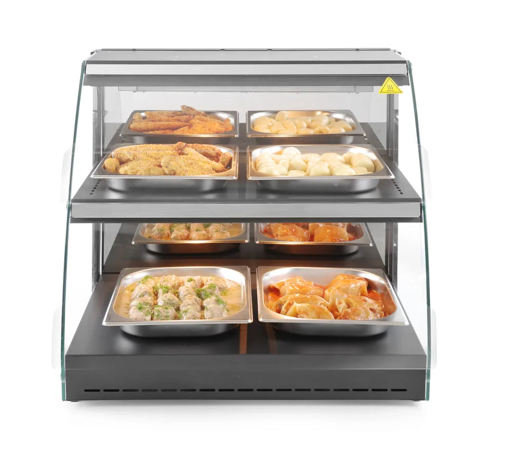 Warmhaltevitrine mit Quarzheizung, 2 Regalböden, HENDI, 230V/560W, 650x485x(H)630mm