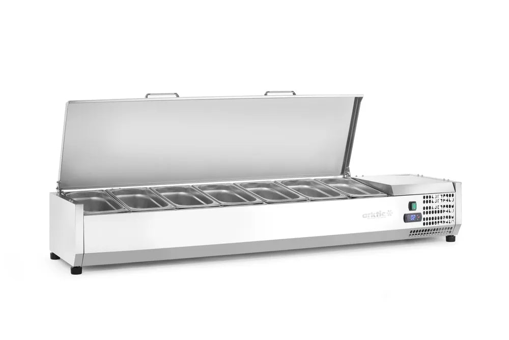 Aufsatz-Kühlvitrine Gastronorm 1/3, Arktic, 7x GN 1/3, 230V/180W, 1605x420x(H)630mm