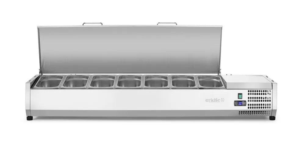 Aufsatz-Kühlvitrine Gastronorm 1/3, Arktic, 7x GN 1/3, 230V/180W, 1605x420x(H)630mm