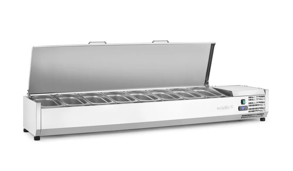 Aufsatz-Kühlvitrine Gastronorm 1/3, Arktic, 8x GN 1/3, 230V/180W, 1805x420x(H)630mm